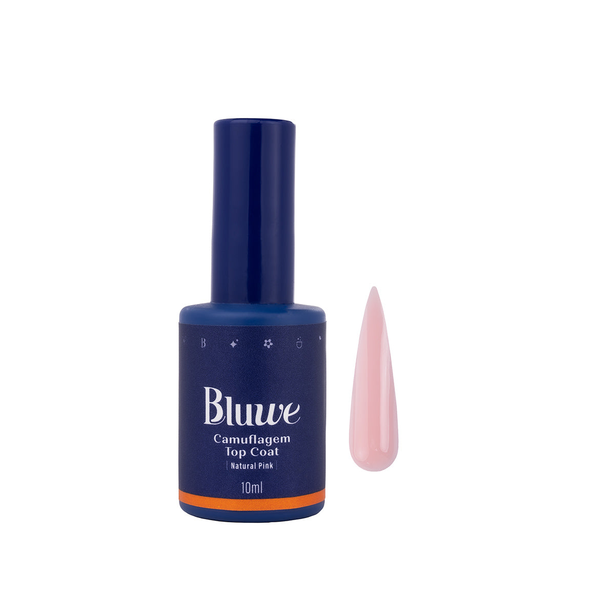 frasco antigo do Top Coat Camuflagem Natural Pink da Bluwe em fundo branco