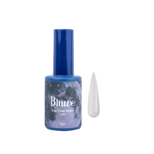 frasco antigo do Top Coat Shine Lunar da Bluwe em fundo branco