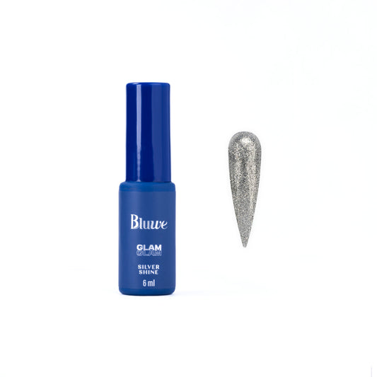 frasco antigo do esmalte Silver Shine da Bluwe em fundo branco